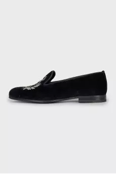 Men's suede moccasins decorated with embroidery