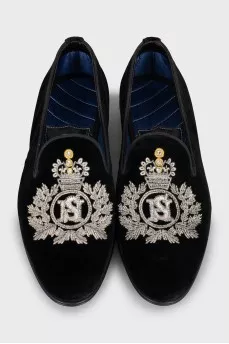 Men's suede moccasins decorated with embroidery