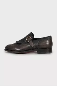 Men's leather monk shoes