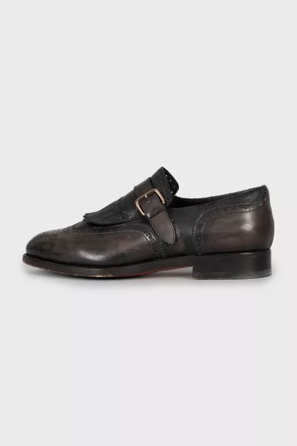 Men's leather monk shoes