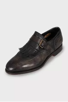 Men's leather monk shoes