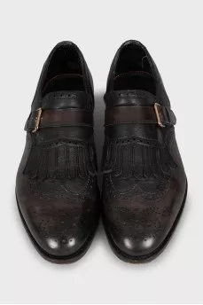 Men's leather monk shoes