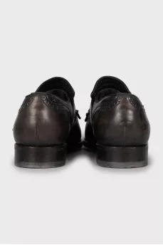 Men's leather monk shoes