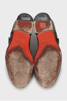 Men's leather monk shoes