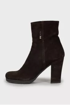 Brown suede ankle boots