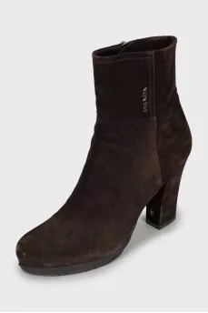 Brown suede ankle boots