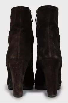 Brown suede ankle boots