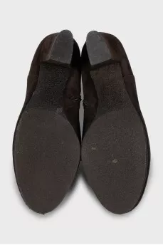 Brown suede ankle boots