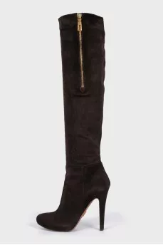 Brown suede boots