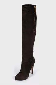Brown suede boots