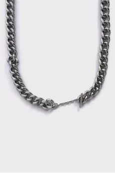 Silver chain belt with tag