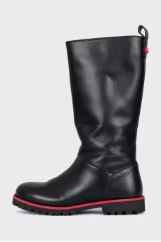 Insulated leather boots with zip