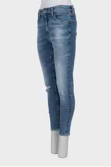 Рвані джинси skinny fit блакитного кольору