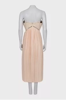Beige dress with lace top