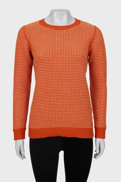 Knitted sweater with a small print