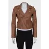 Brown leather biker jacket