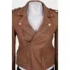 Brown leather biker jacket