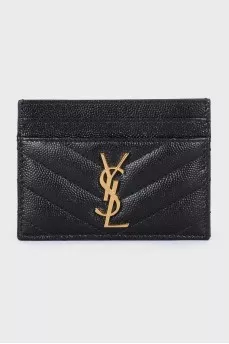 Leather cardholder with brand logo