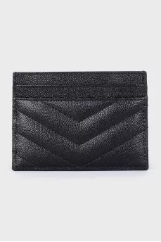 Leather cardholder with brand logo