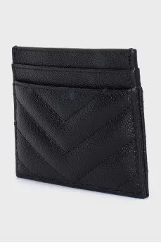 Leather cardholder with brand logo