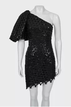 One shoulder dress decorated with sequins