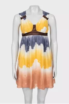 Dress in a combined color print