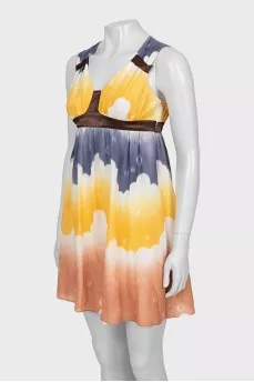 Dress in a combined color print