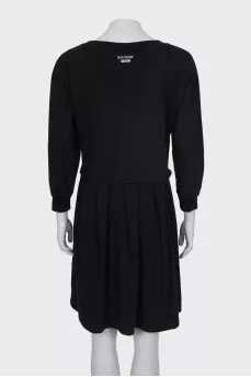 Black printed long sleeve dress