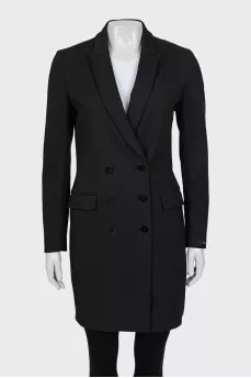Double-breasted coat in black