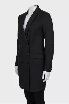 Double-breasted coat in black