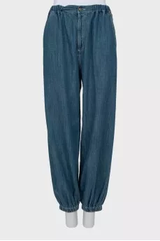 Jeans with elastic and zip with tag