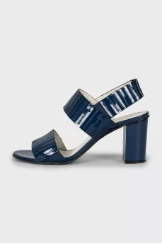Dark blue leather sandals