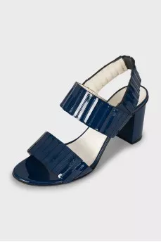 Dark blue leather sandals