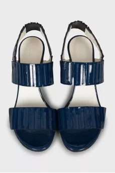 Dark blue leather sandals