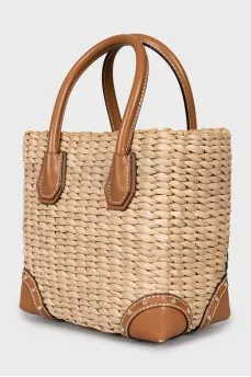 Woven bag with embroidery and sequins