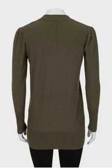 Green cardigan with patch pockets