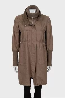 Brown coat with a high neck