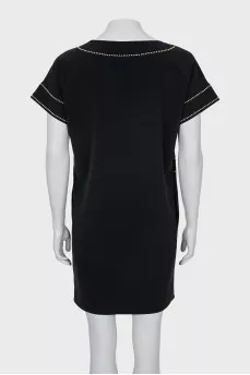 Straight cut dress with gold decor
