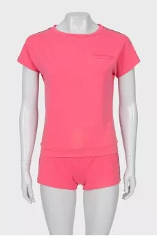 Pink costume decorated with rhinestones