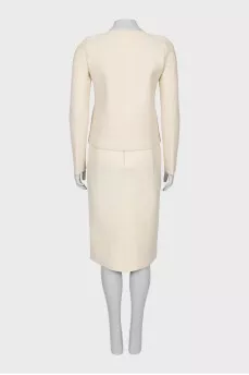 Suit with a soft fabric skirt
