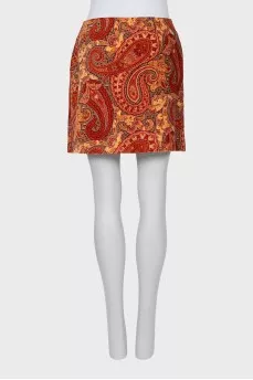 Paisley print mini skirt