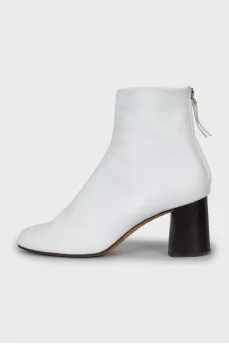 White leather ankle boots