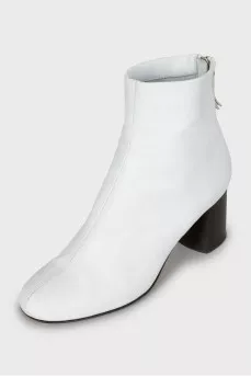 White leather ankle boots