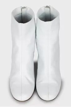 White leather ankle boots