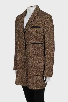 Single-breasted coat with print