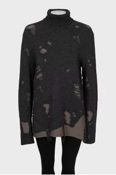 Ripped effect wool sweater