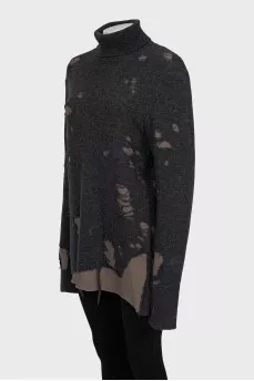 Ripped effect wool sweater