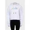 White hoodie with brand logo