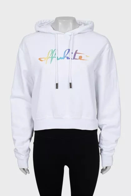 White hoodie with brand logo