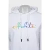 White hoodie with brand logo